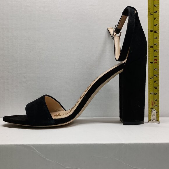 Sam Edelman Yaro Block Heel Sandals with Ankle Strap Black Suede Size 10 M - Picture 5 of 7